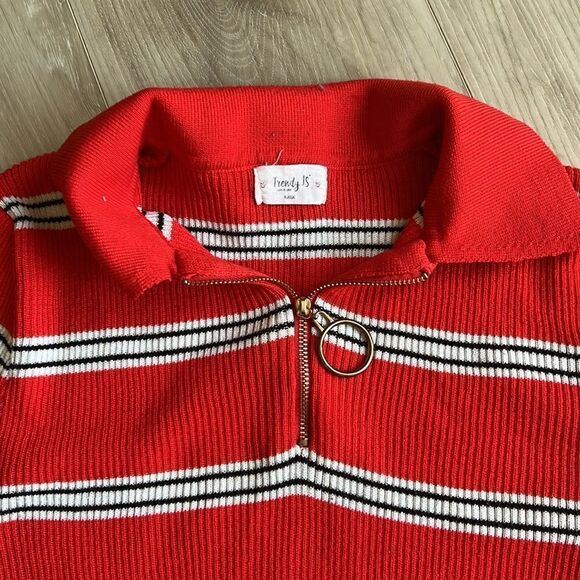 Trendy Girls’ Striped Half Zip Sweater Top Pullover Size XL - Picture 4 of 6